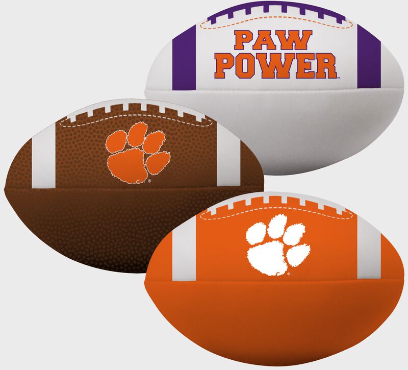 Rawlings NCAA Clemson Tigers 3 Softee Football Set With White, Brown, and Orange Footballs SKU #08623010114
