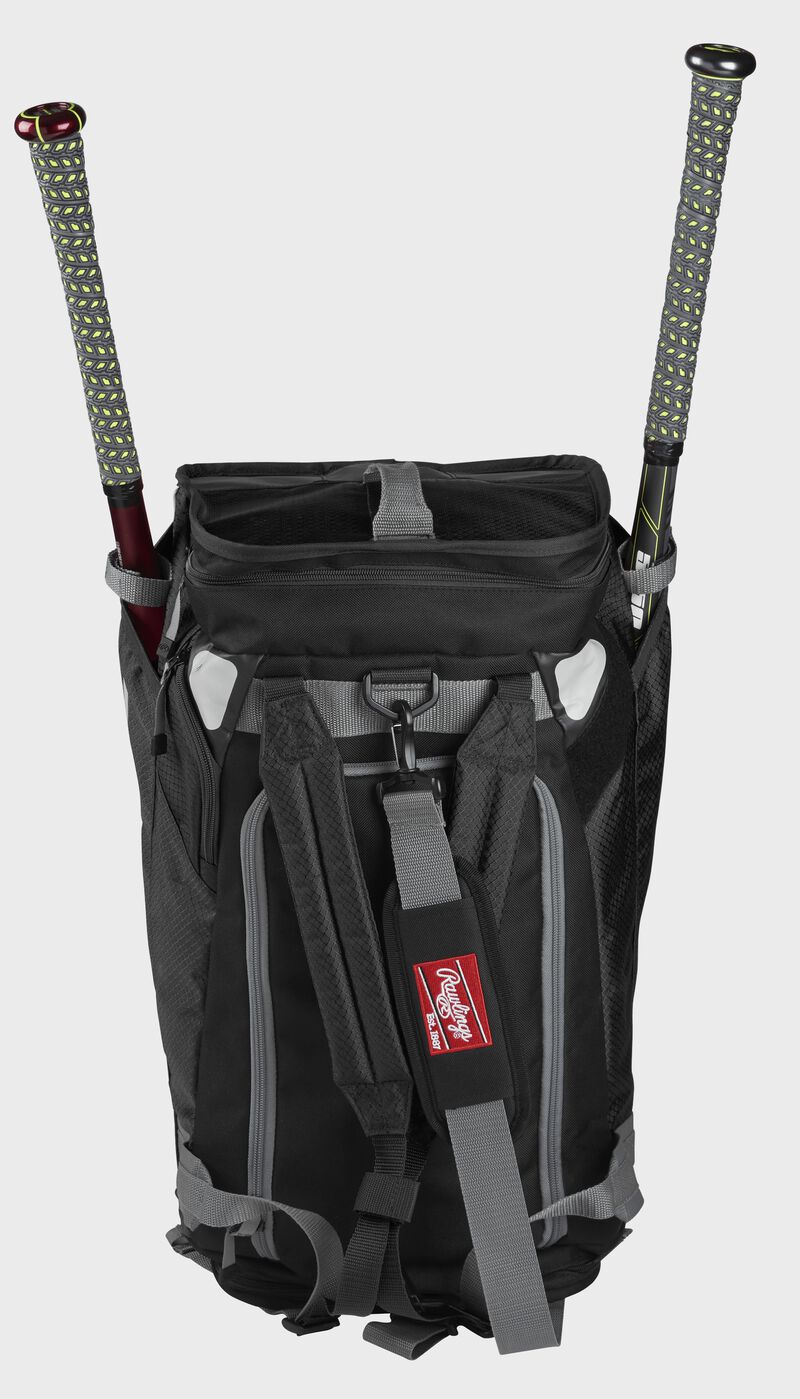 Front view of Hybrid Backpack/Duffel Players Bag with baseball bats - SKU: R601 loading=