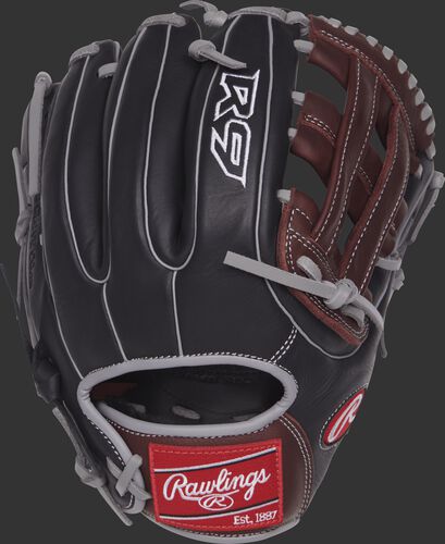 R9315-6BSG 11.75-inch R9 Series H web glove with a black back and grey double-welting