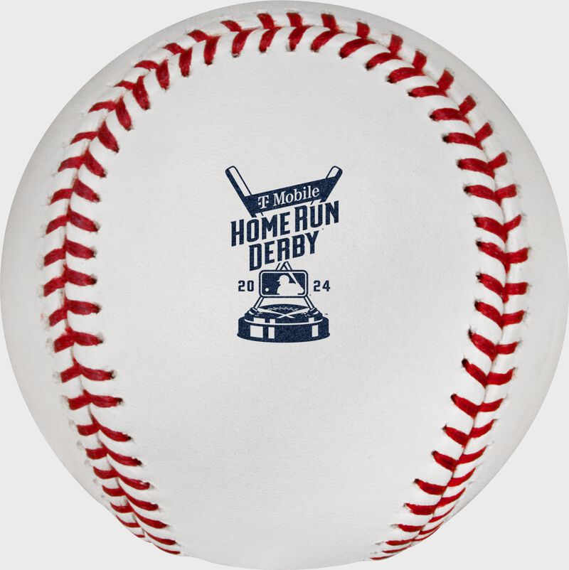 The 2024 MLB Home Run Derby logo stamped on a white baseball