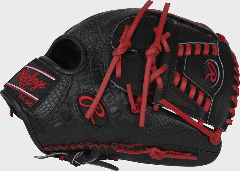 Thumb of a black Heart of the Hide ColorSync 6.0 infield/pitcher's glove with a laced 2-Piece solid web - SKU: PRO205-30BCS