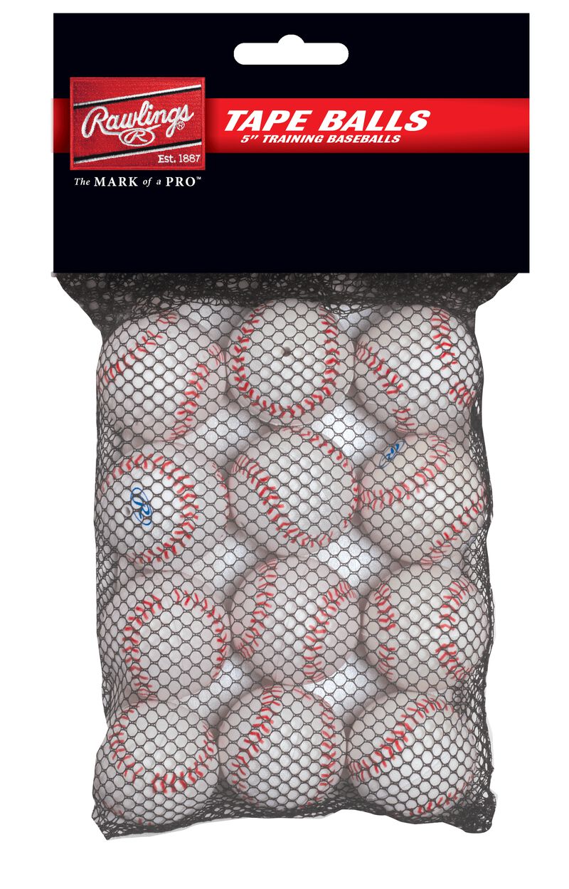 Rawlings White Pack of 5 in Tape Training Balls SKU #TAPEBALL12