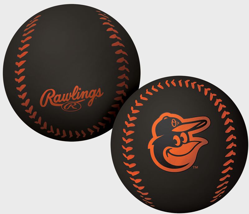 A black Baltimore Orioles big fly rubber bounce ball