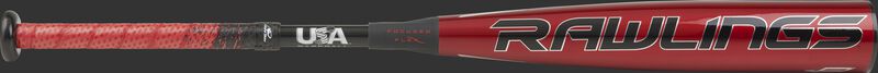 USZQ8 Rawlings USA Quatro Pro bat with a red barrel and red/black grip