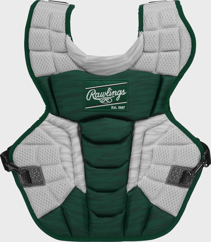Front of a dark green Velo 2.0 chest protector