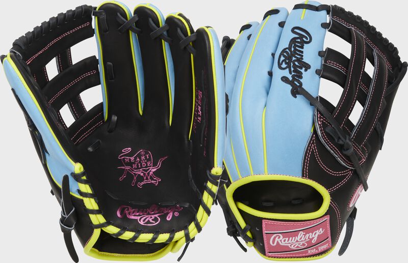 2 views showing the palm/back of a Heart of the Hide ColorSync 8.0 12.75" outfield glove - SKU: PRO3039-6BCB