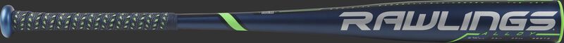 BB9T3 Threat BBCOR High School/College bat with a navy barrel and navy/green batting grip