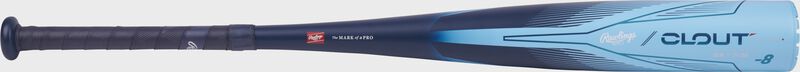 Full view of a blue Clout AI -8 USSSA baseball bat - SKU: RUT4C8