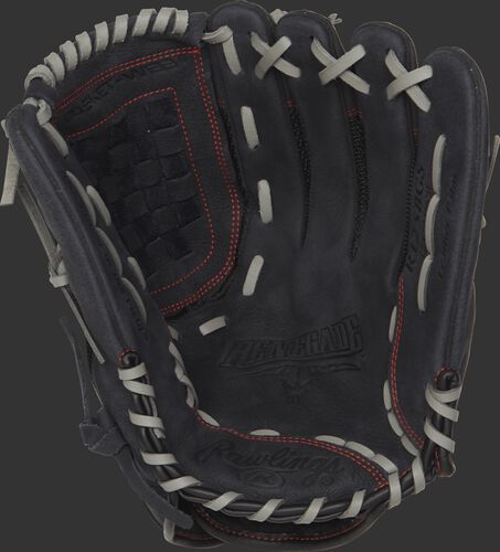R125BGS 12.5-inch Renegade series slow pitch softball glove with a black palm and grey laces