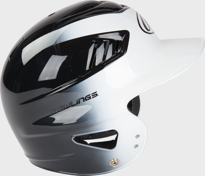 Right side of a black/white youth Coolflo baseball helmet - SKU: RCFH