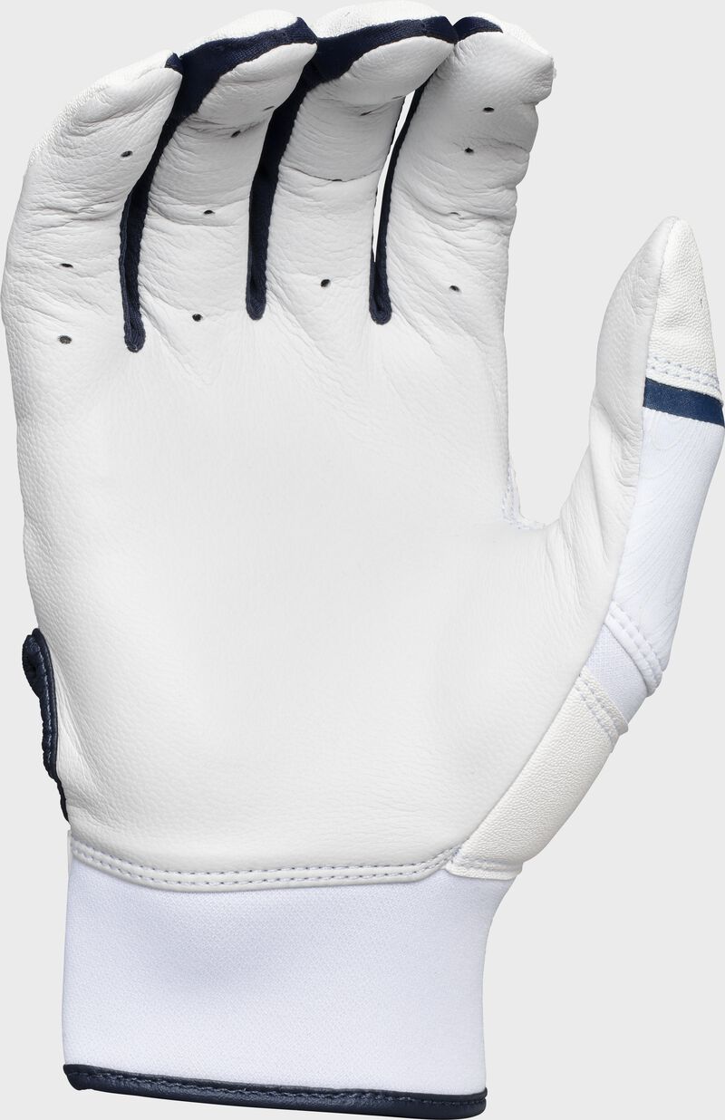 Back of a navy Clout batting glove