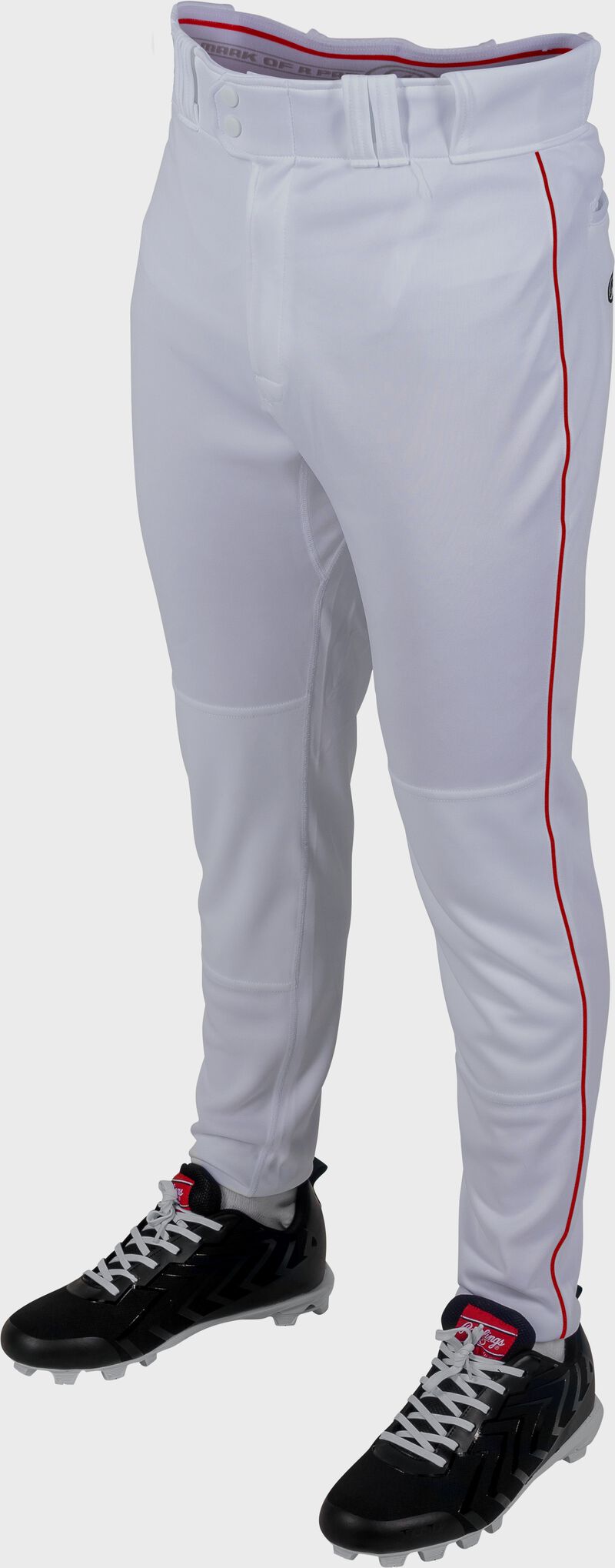 Rawlings 150 Jogger Fit Piped Baseball Pants, Youth 2XL, White/Scarlet