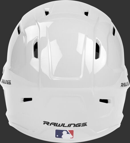Back of a white MACH high performance junior helmet with the Official Batting Helmet of MLB logo