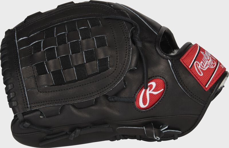 Thumb of a black 12.5-Inch Pro Preferred infield/pitcher's glove with a black Basket web - SKU: PRO504-3KBPRO-RH