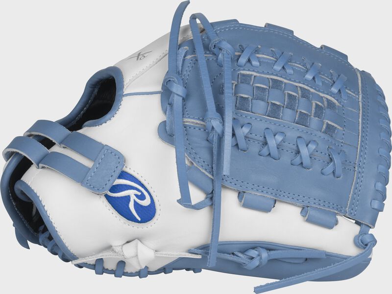 RLA125-18WCB Liberty Advanced Color Series 12.5-inch fastpitch glove with a white thumb and columbia blue Basket web loading=
