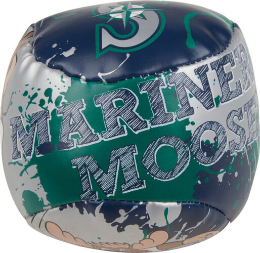 Top of Rawlings Seattle Mariners Quick Toss 4'' Softee Baseball With Team Mascot Name On Front In Team Colors SKU #01320015112