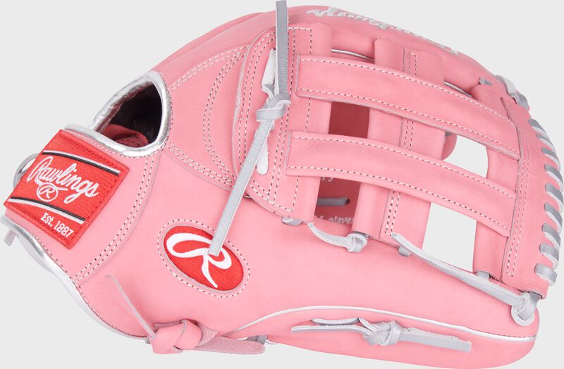 Thumb of a pink Fernando Tatis Jr. Heart of the Hide outfield glove with a H-web - SKU: PRO3039-6FTJ