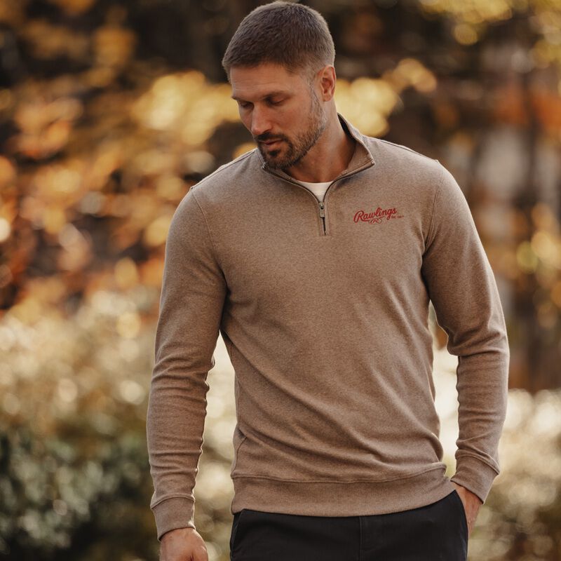 Rawlings x The Normal Brand Puremeso Weekend Quarter Zip, Khaki, Adult 3XL