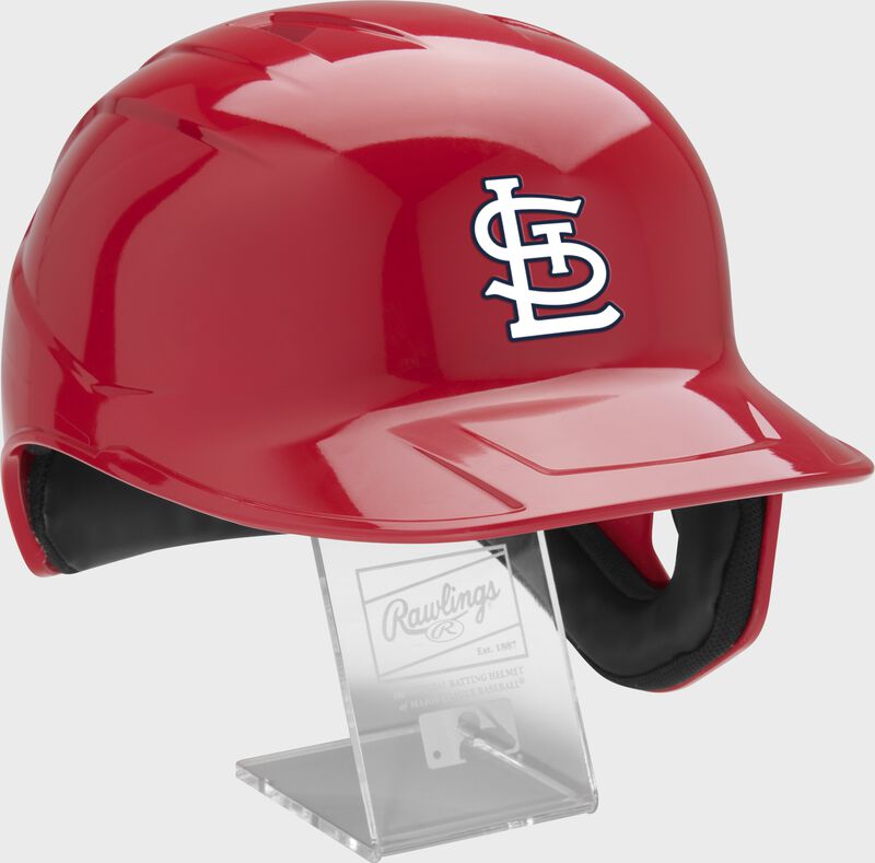 Front right of a MLB St. Louis Cardinals replica helmet - SKU: MLBMR-STL