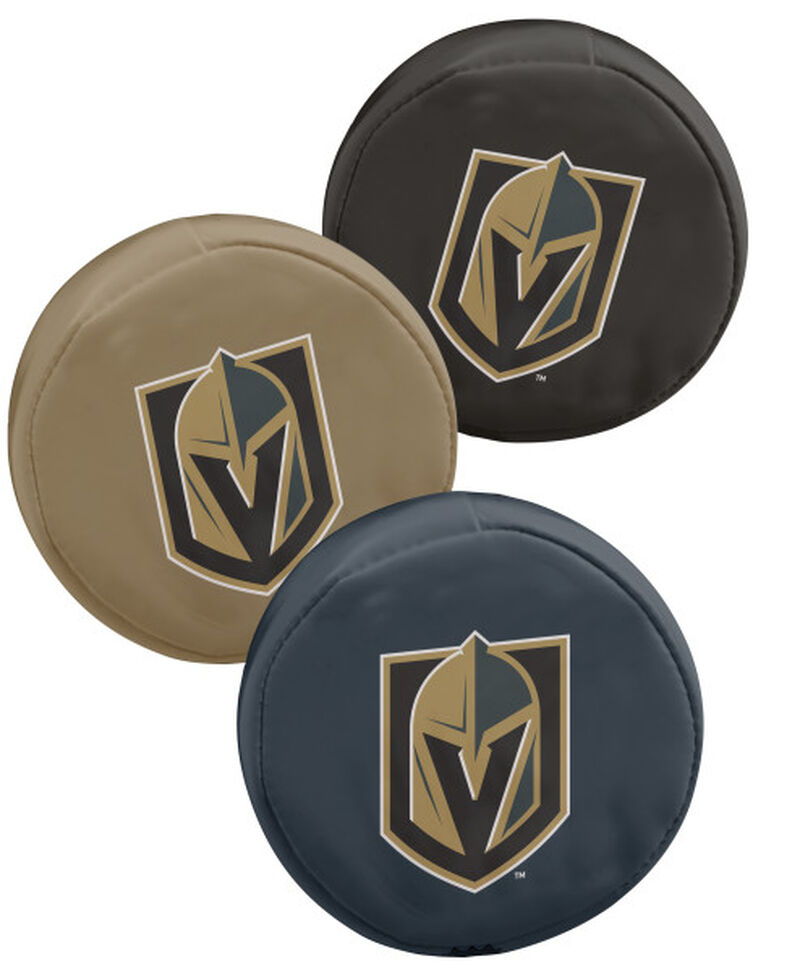 Rawlings NHL Vegas Golden Knights Three Puck Softee Set With Black, Gold, and Grey Pucks and Team Logo SKU #00614422111