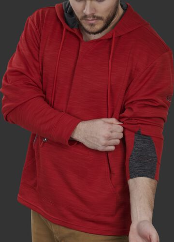 PFH2 Expandable sleeve gusset of a scarlet youth hoodie