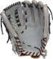 Gray palm of a Rawlings Liberty Advanced fastpitch glove with black laces - SKU: RLA125-18GRG image number null