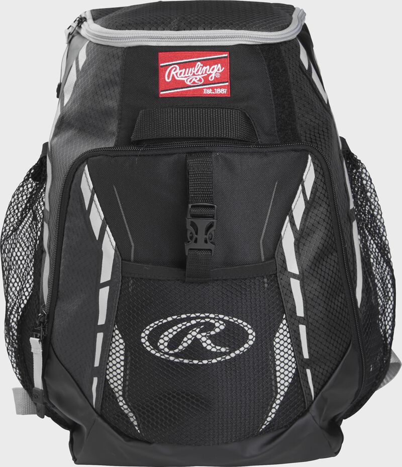 Front view of a Black Rawlings Youth Players Team Backpack | SKU:R400-B