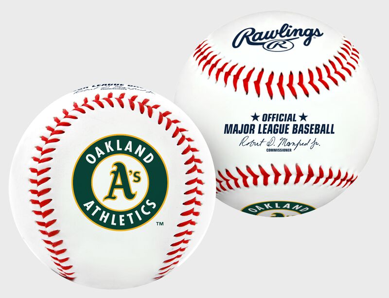 2 views of a MLB Oakland Athletics baseball