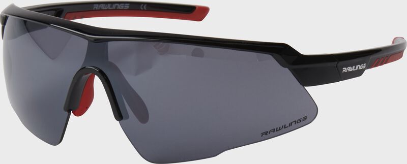 A pair of Rawlings adult red/black half-rim shield sunglasses - SKU: 10260969