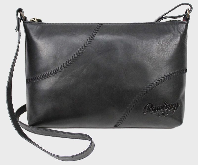 A black Baseball Stitch cross mini bag with a leather strap and baseball stitch design - SKU: RS10057-001