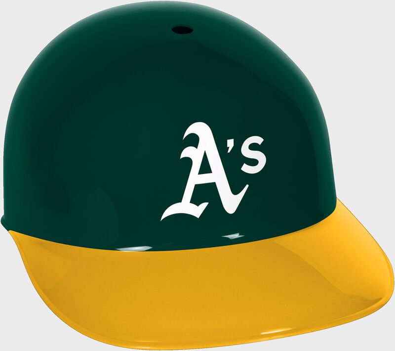 A green/yellow MLB Oakland Athletics replica helmet - SKU: 01950003111 loading=