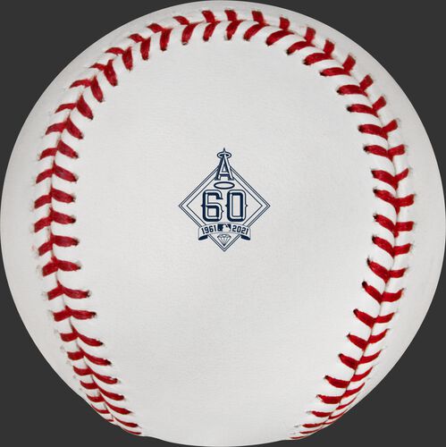 Los Angeles Angels 60 year anniversary logo stamped on a Major League baseball - SKU: EA-ROMLBLAA60-R