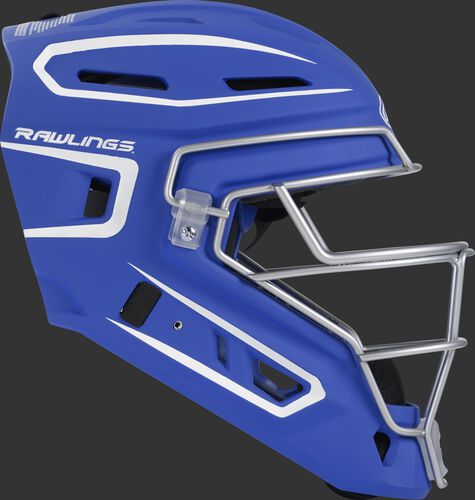 Right side of a royal CHV27J Velo 2.0 youth size catcher's helmet