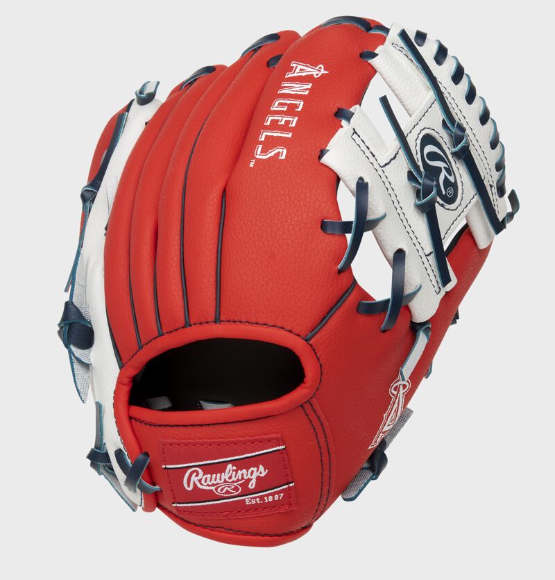 Back of a red Los Angeles Angles 10-Inch I-web glove - SKU: 22000001111