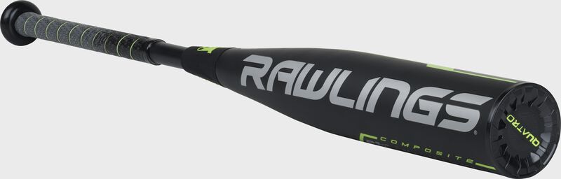 UT9Q10 Rawlings USSSA baseball bat with a black barrel and grey/green accents