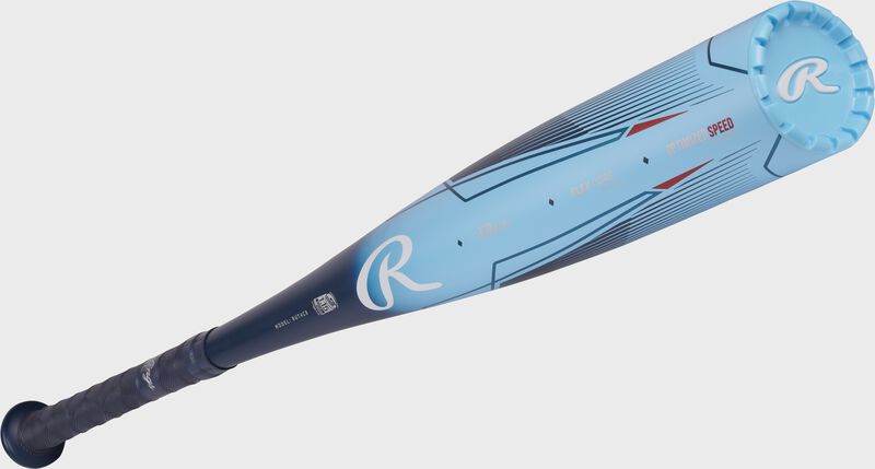 Light blue barrel and end cap of a -8 Clout AI USSSA Baseball bat - SKU: RUT4C8