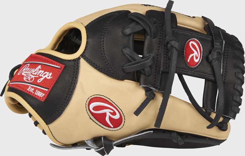Thumb view of a PRONP4-2BC Heart of the Hide 11.5-inch infield glove with a black I web loading=