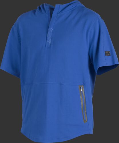A royal Gold Collection short sleeve hoodie with a 1/4 zip and gray welded zipper pockets - SKU: GCJJ-R