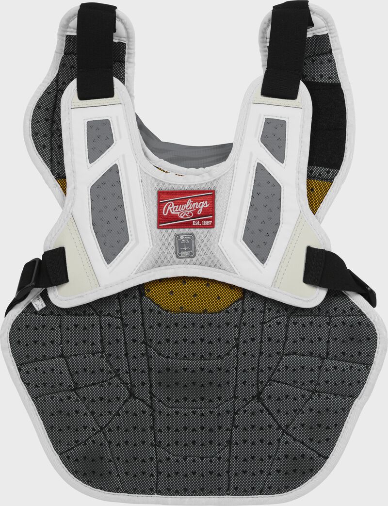 Back of a Velo 2.0 chest protector with a white harness