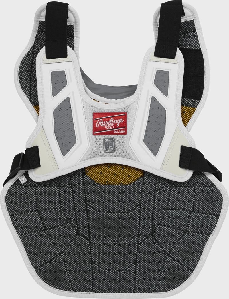 Back of a Velo 2.0 chest protector with a white harness loading=
