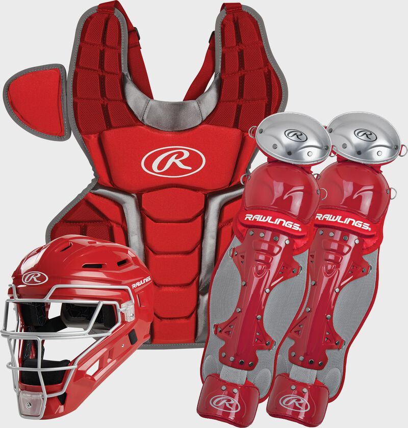 A 2022 Renegade 2.0 catcher's gear set with a helmet, chest protector and leg guards - SKU: R2CSA-S/SIL