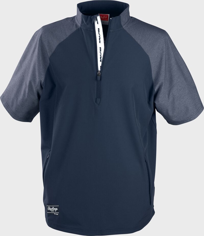 Front of a navy Rawlings ColorSync short sleeve cage jacket - SKU: CSSSJ2-N