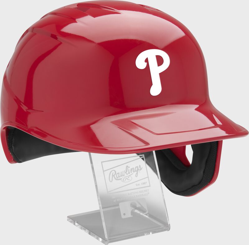 Front right of a MLB Philadelphia Phillies replica helmet - SKU: MLBMR-PHI