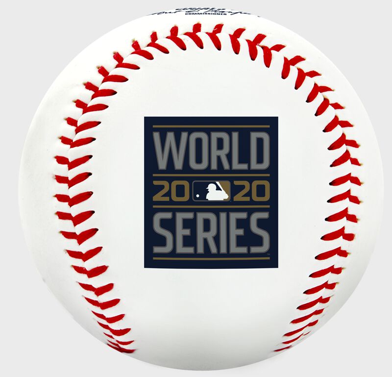 The 2020 World Series logo stamped on a replica baseball - SKU: 35010032282