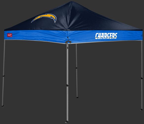 A navy/light blue Los Angeles Chargers 9x9 shelter with a team logo on the left side - SKU: 03231083113