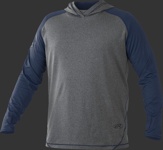 Front of Rawlings Navy/Gray Youth Hurler Lightweight Hoodie - SKU #YHLWH-GR/B-88