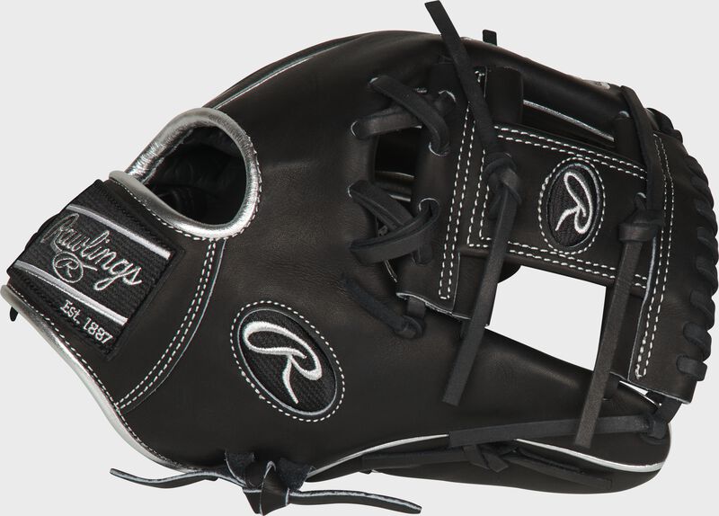 Thumb of a black PRO204-2BPCF Heart of the Hide Hyper Shell 11.5-inch infield glove with a black I-web