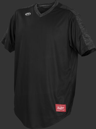 Front of Rawlings Black Youth Short Sleeve Launch Jersey - SKU #YLNCHJ-DG-89