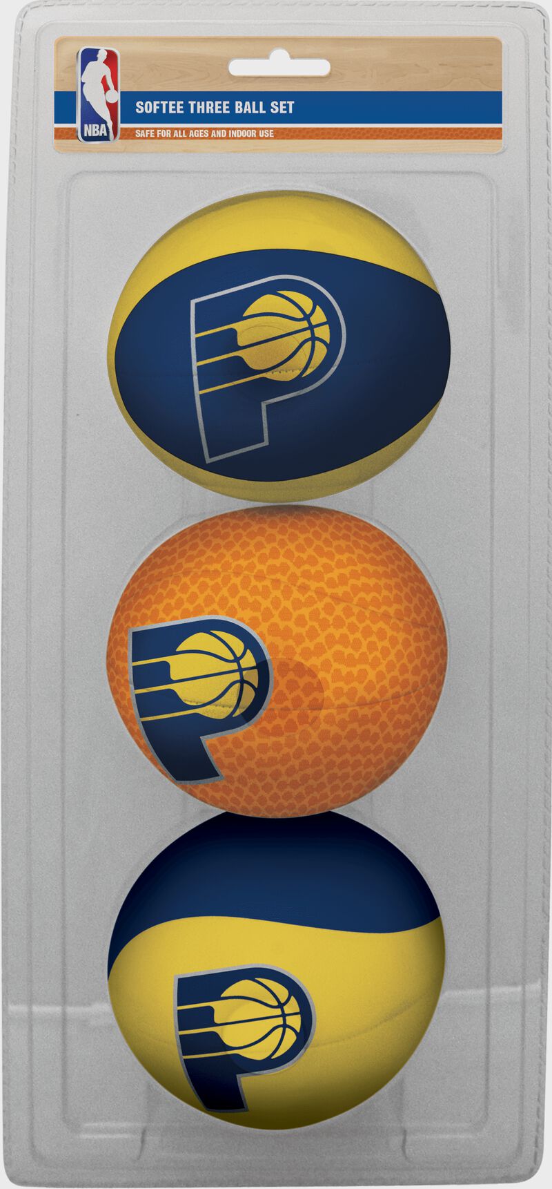 Rawlings Yellow, Brown, and Blue NBA Indiana Pacers Three-Point Softee Basketball Set With Team Logo SKU #03524201114