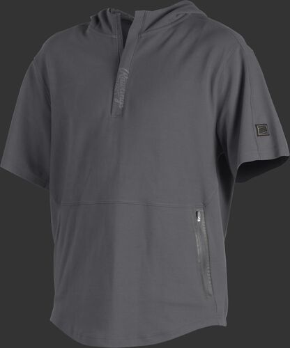 A gray Gold Collection short sleeve hoodie with a 1/4 zip and gray welded zipper pockets - SKU: GCJJ-GR
